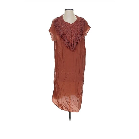 ULLA JOHNSON Liu Woven Fringe Neck Silk Sheath Dress size 2 - Picture 4 of 12